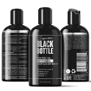 Antifungal Soap w/ Tea Tree Oil & Active Ingredient Proven Clinically Effective for Jock Itch, Athletes Foot, Ringworm Treatment - Signature Black Bottle Body Wash - 9 oz.