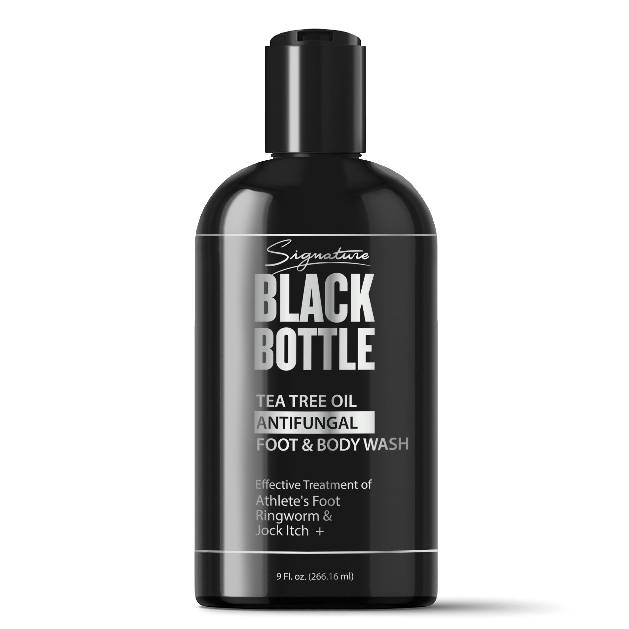 Antifungal Soap w/ Tea Tree Oil & Active Ingredient Proven Clinically Effective for Jock Itch, Athletes Foot, Ringworm Treatment - Signature Black Bottle Body Wash - 9 oz.