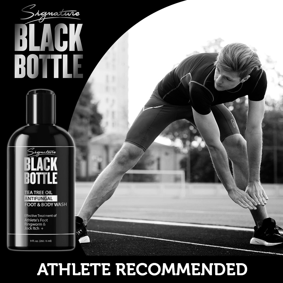 Antifungal Soap w/ Tea Tree Oil & Active Ingredient Proven Clinically Effective for Jock Itch, Athletes Foot, Ringworm Treatment - Signature Black Bottle Body Wash - 9 oz.